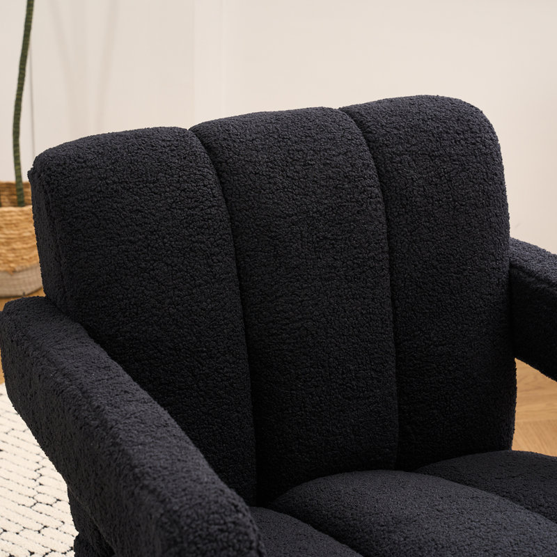 Fauteuil rembourré et rembourré Teddy, Bouclé noir