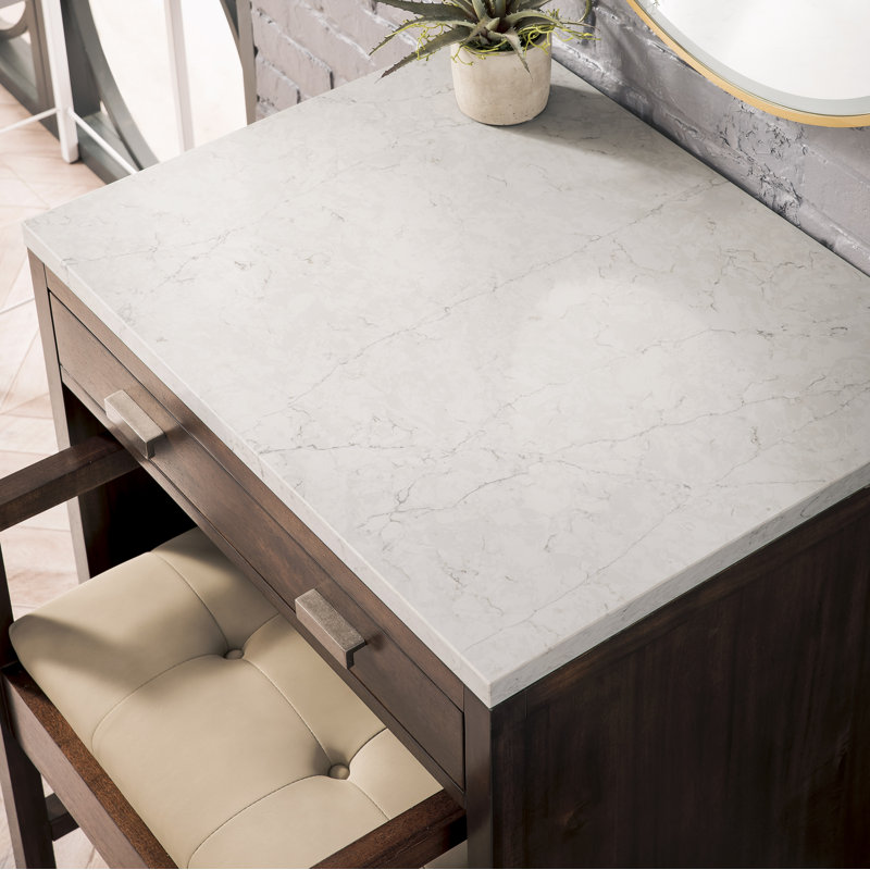 Addison Vanity, Mid-Century Acacia, White Zeus