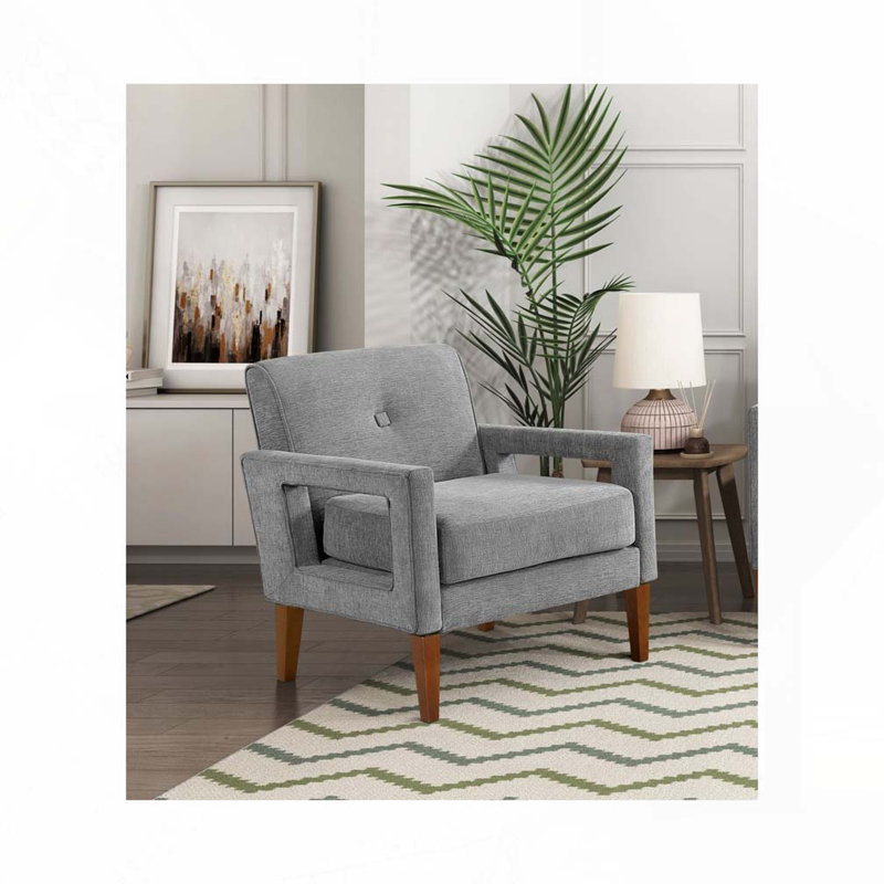 Chaise d'appoint de style Mid-Century de 29 po Eleena - Chenille, Gris chenille