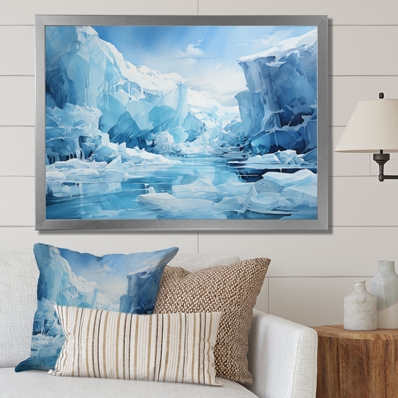 Glaciers translucides Bartola Antartica, Cadre photo argenté, H 30 po x l 40 po x P 1,5 po