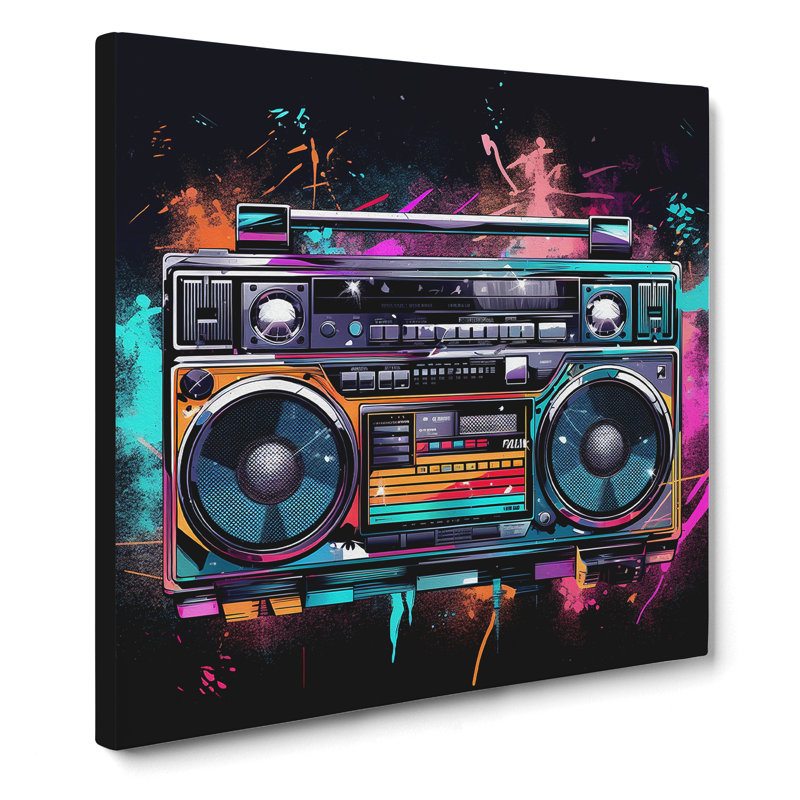 Boombox Digital Art No.2 - Wrapped Canvas