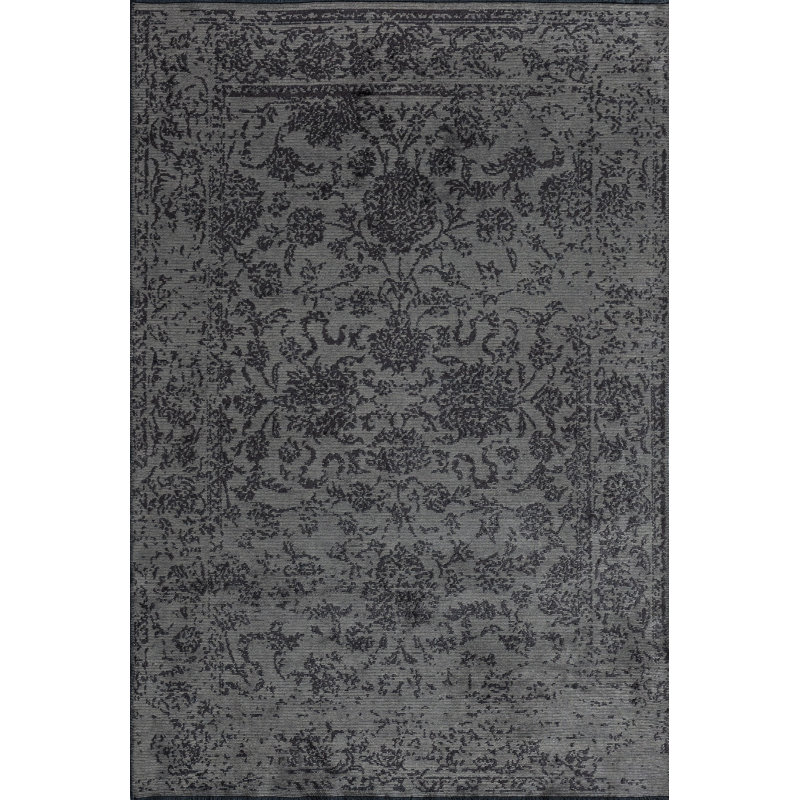 Rapture Gray/Black/Dark Brown Oriental Luxury Area Rug, Rectangle 7'10" x 9'10"