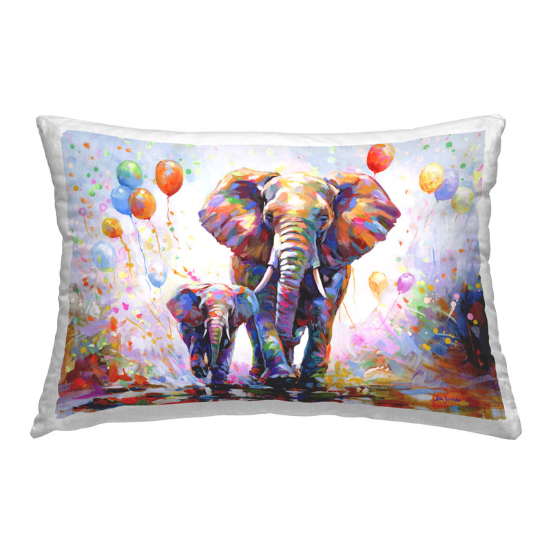 Coussin décoratif imprimé Elephants & Ballons par Leon Devenice