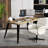 Modern Home Office Desk and Swivel Chair Set – 63" Desk Top with Wave Edge & Adjustable Fabric Upholstered Chair-111818840