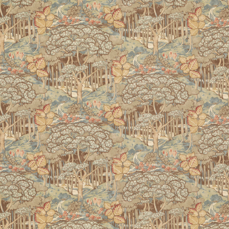 Original Brantwood Ruskin 100% Cotton Fabric, Teal