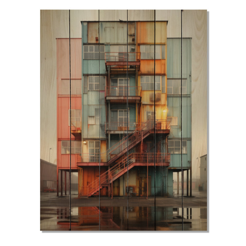 Palette cubique industrielle Warehouse IV, impression sur bois naturel, H 20 po x l 10 po x P 0,78 po