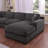 Celine 128"W Gray Chenille Fabric Corner Sectional Sofa with Right-Facing Chaise, Cupholders, and Charging Ports-1129864669