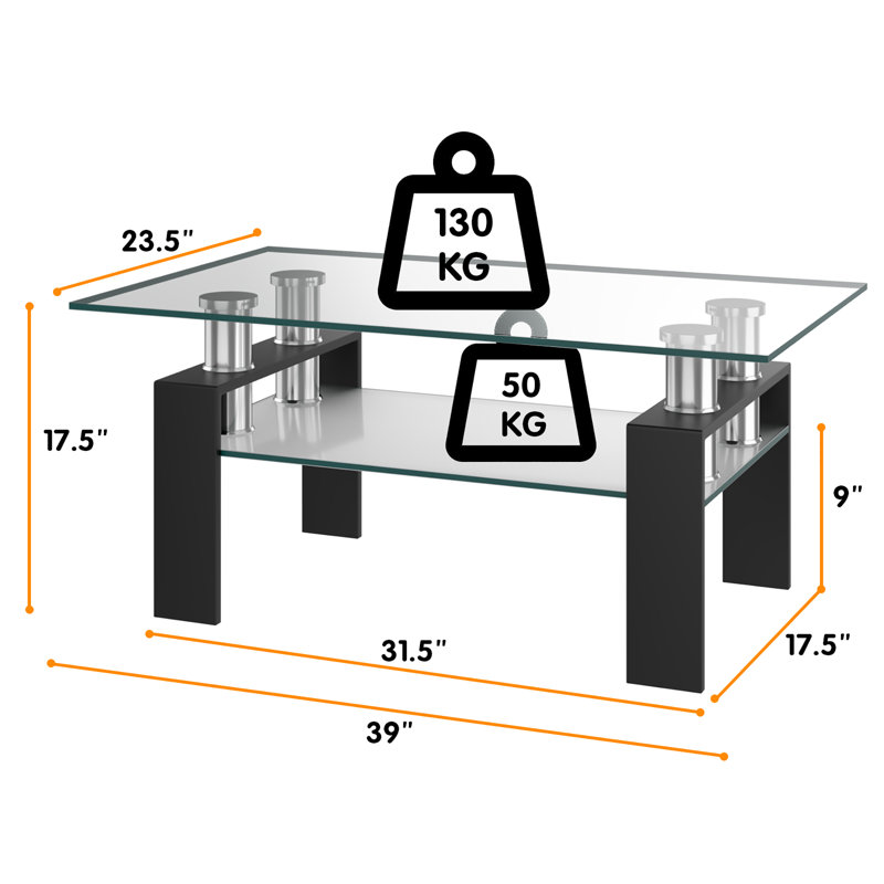 Table basse avec rangement Gracie, Noir, noir, noir, noir