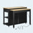 47 inch Kitchen Island with Extendable Dining Table, Rubber Wood Veneer Kitchen Table with Internal Storage Rack, Power Outlet, Kitchen island with Storage 2 Drawers 2 Cabinet, Black-129123379