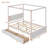 Storage Platform Canopy Bed, Full Size Solid Wood White Finish with Two Underbed Drawers for Bedroom, No Box Spring Needed