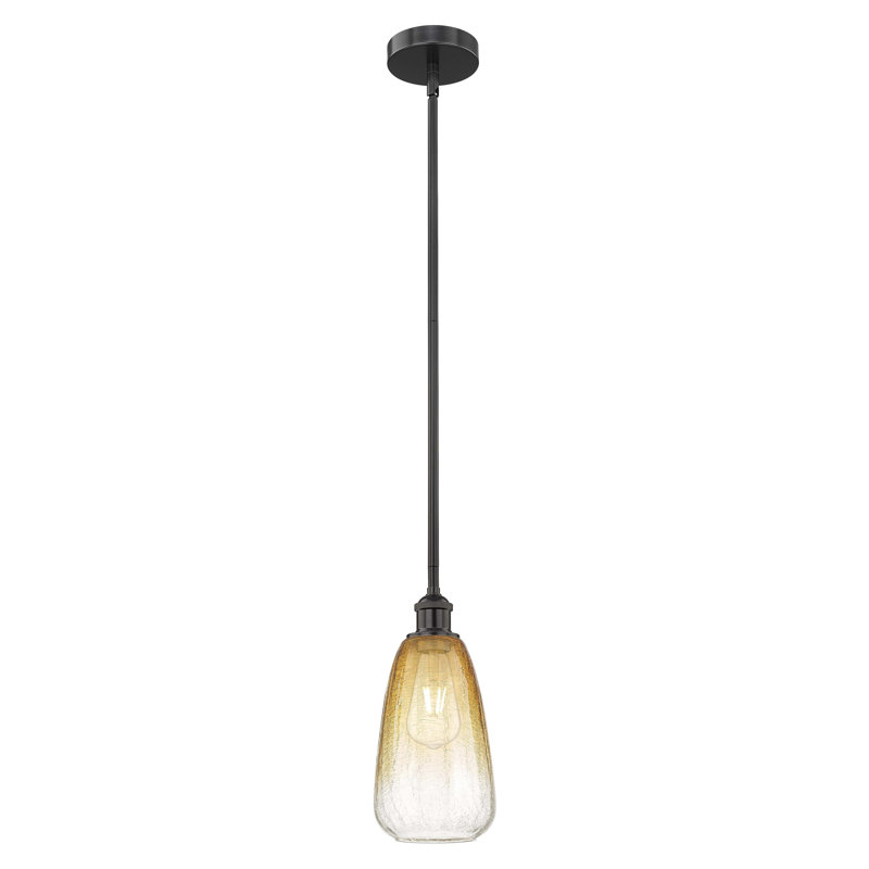 Edison - Brookhaven Amande - Mini-luminaire suspendu avec tige 6 po 1 lumière, Ambre, Noir mat