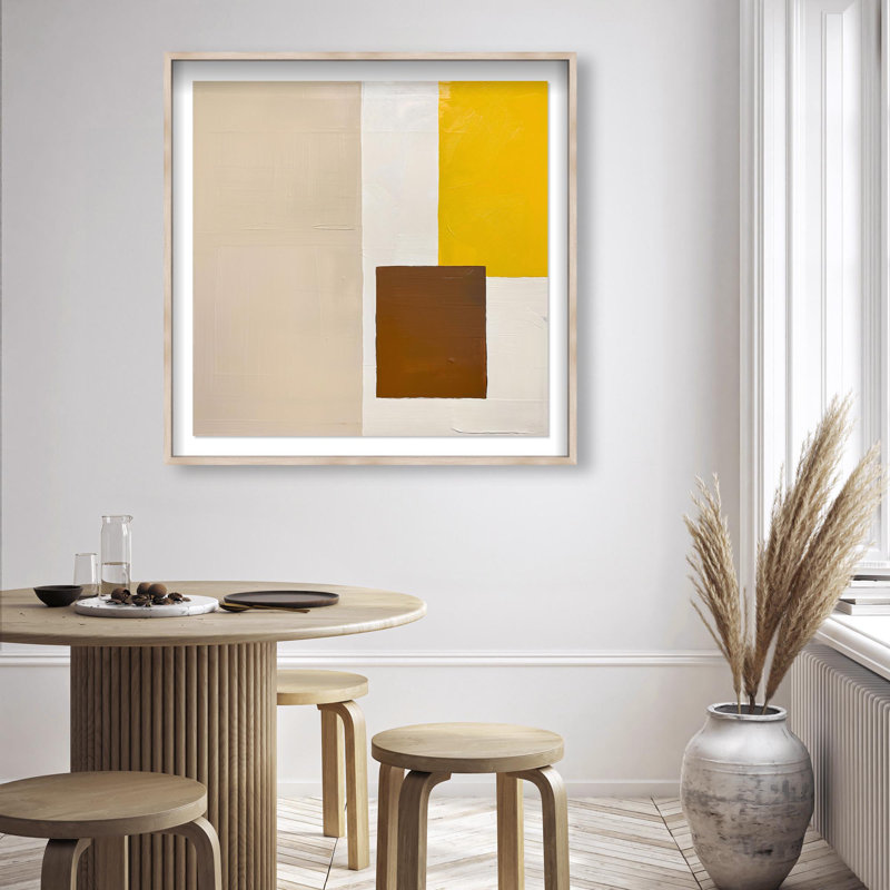 Oliver Gal Cubes of Light II Abstract - Luxury Shadowbox Framed Wall Art, Cream, 26" H x 26" W