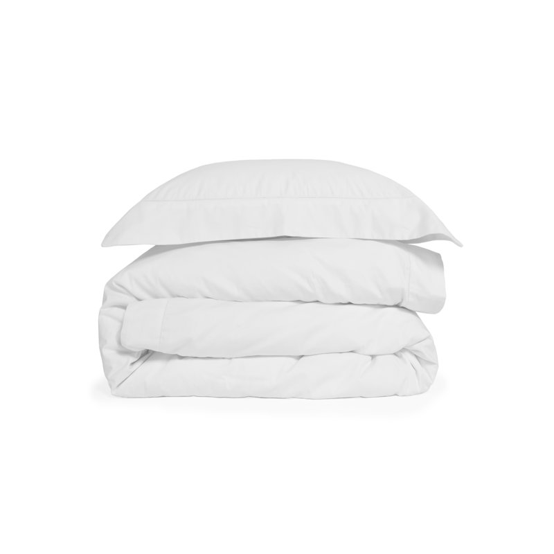 Ensemble de housse de couette en satin de coton Classico, Housse de couette pour grand lit et 2 taies décor, Blanc