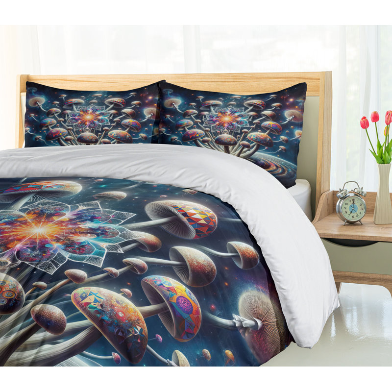 Mushroom Duvet Cover, King Duvet Cover + 2 Standard Shams