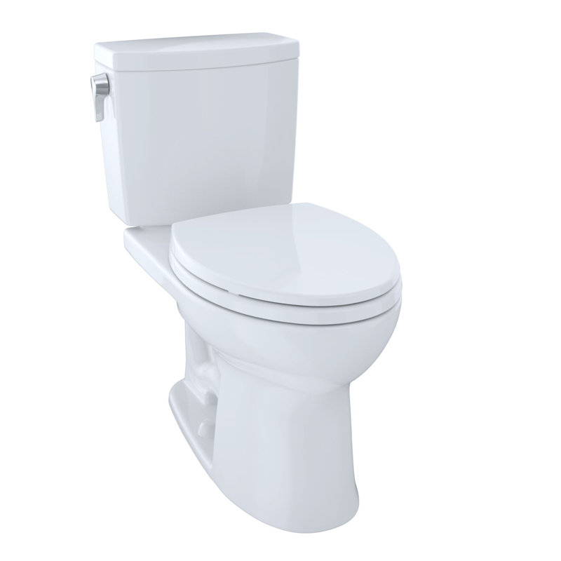 TOTO® Entrada™ Two-Piece Elongated 1.28 GPF Universal Height Toilet with Right-Hand Trip Lever, Cotton White, Cotton White