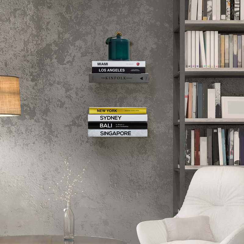 Nvisible Floating Bookshelves - Trick Of The Eye Floating Effect - Wall Mounted Bookshelf - Use In Bedroom, Office, Reading Nook, & Library, 2-pacl