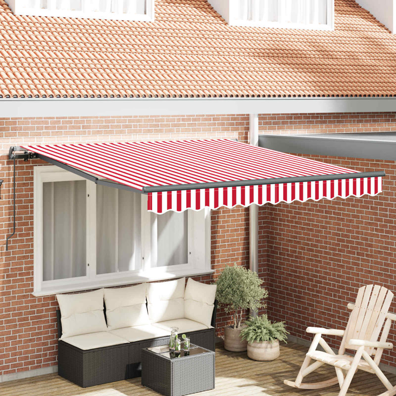 VidaXL Retractable, Striped, Red/White/Black, 165cm H x 300cm W x 250cm D