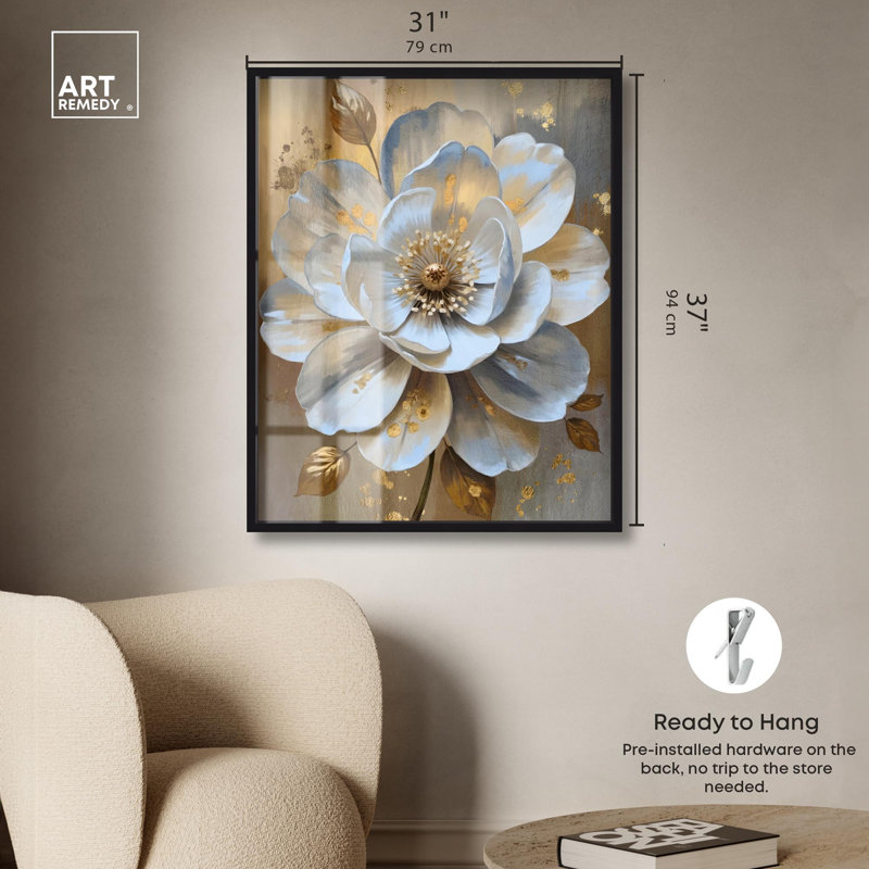 Blooming Elegance, H 37 po x l 31 po, Noir