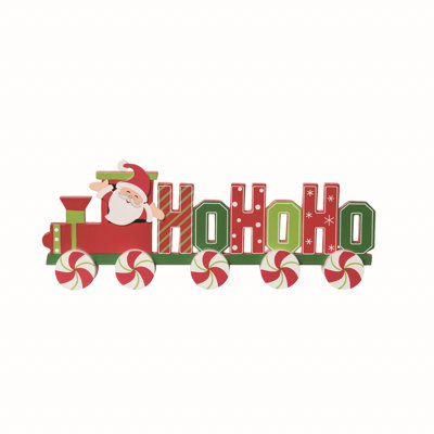 Wood 14 in. Multicolor Christmas Santa Train Decor