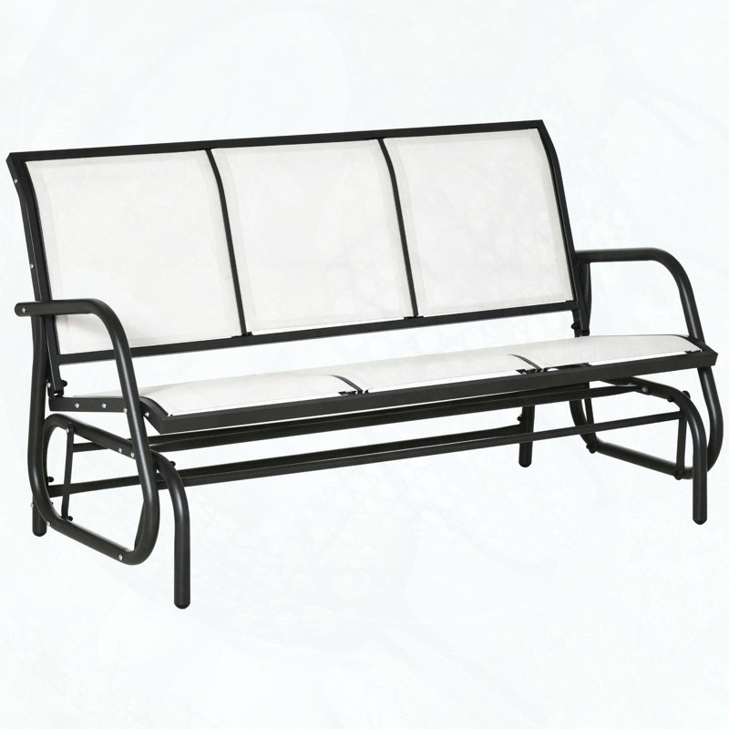 Banc de patio extérieur pour 3 personnes avec filet respirant, Blanc