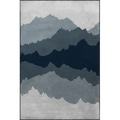 Black Mountain Themed Traditional Woven Based Washable Rug