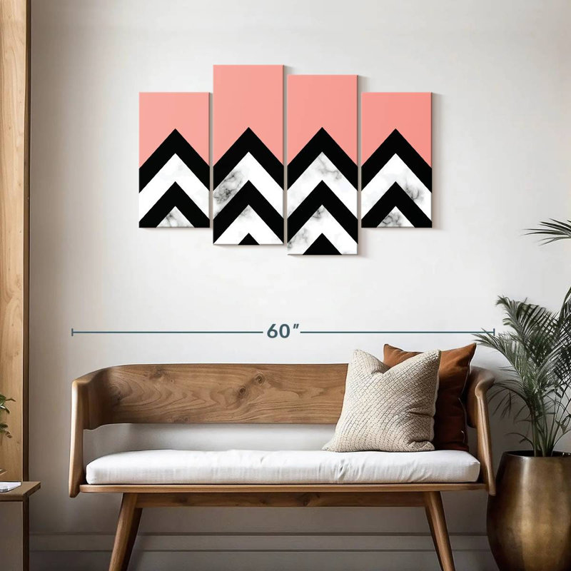 Avery abstrait zigzag contraste de marbre, H 27 po x l 43 po