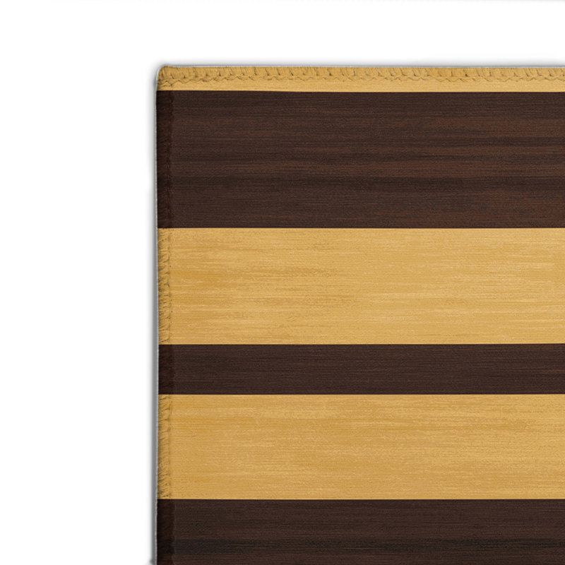 Tapis intérieur / extérieur jaune HorizontalStripes, Rectangulaire 2 pi x 3 pi