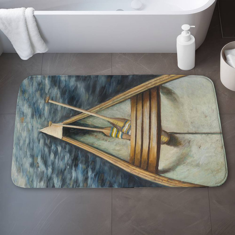 Canoeing on the lake Bath Mat with Non-Slip Backing - Quick Dry Memory Foam Bathroom Rug - Absorbent - Modern Plush Spa-Style - Machine Washable