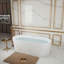 Baignoire autoportante 67 po en acrylique linéaire, baignoire autoportante autoportante, acrylique blanc brillant, bonde chromée Toe-tap, certifiée Cupc