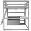 Lit mezzanine simple blanc avec bureau, tablettes et étagère à tiroirs-774081935
