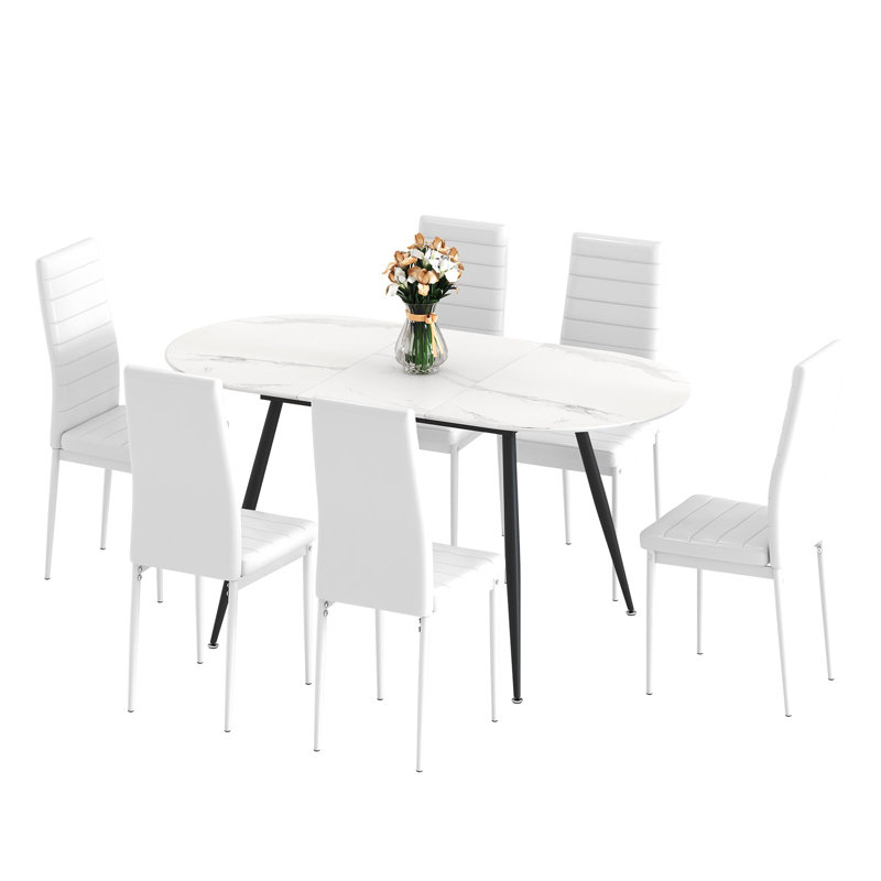 6 - Person Extendable Dining Set, White