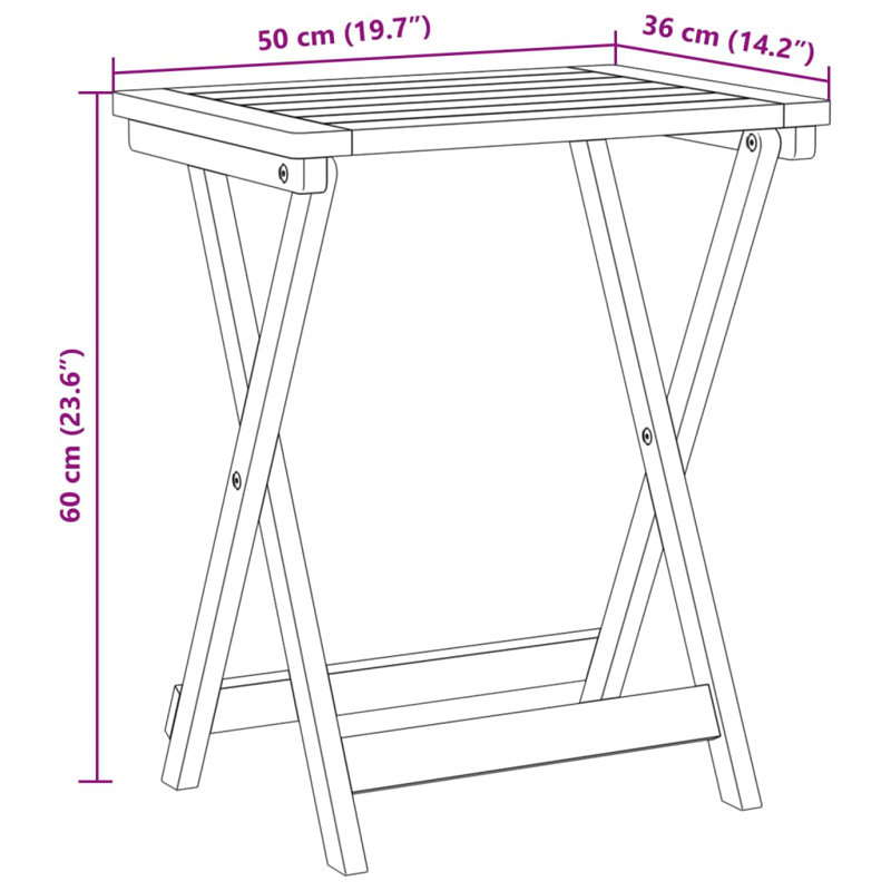 Arletta 50cm Solid Wood Rectangular Portable Folding Table