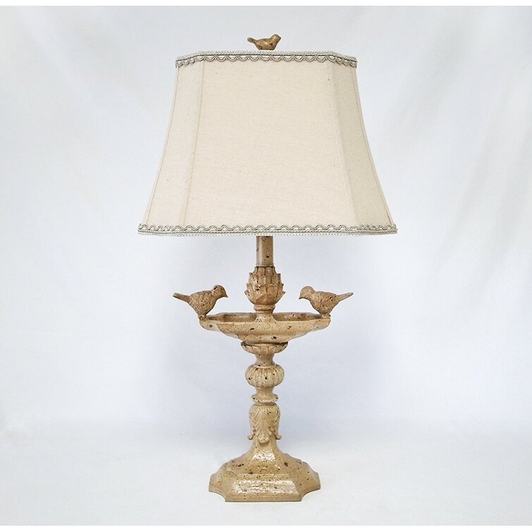 Jessa Natural Linen Birds 26" Table Lamp