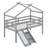 Twin Low Loft House Bed With Slide, Ladder, Safety Guardrails-106752978