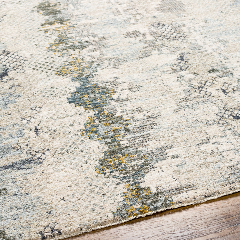 Abstract Machine Woven Polyester Area Rug in Light Gray, Rectangle 2' x 3'