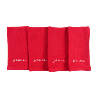 Damali Napkins, Holiday Red Embroidered Monaco