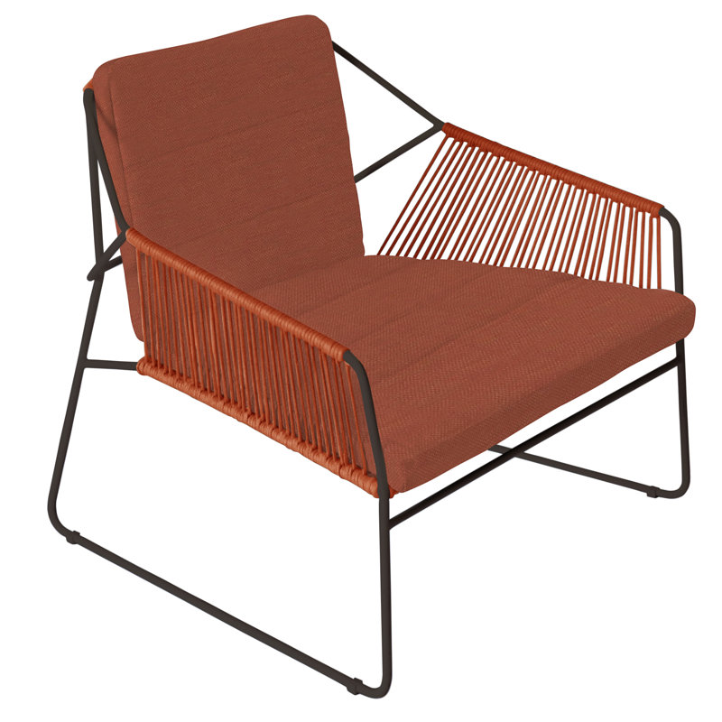 Sandur Outdoor Lounge Chair , Sunbrella® Cushions Included, Terra Cotta Rope/Anthracite Frame, Canvas Brick Sunbrella Canvas