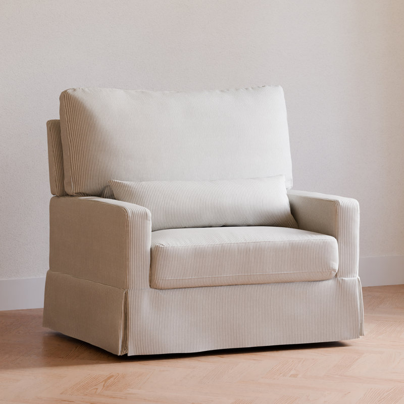 Fog Chatham Stripe Eco-Weave Pillowback Swivel Glider Chair
