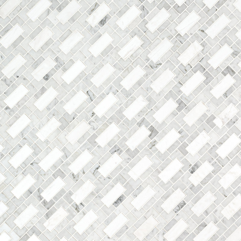 Calabria Frost Geometric 12 in. x 12 in. Polished Marble Mosaic Floor and Wall Tile