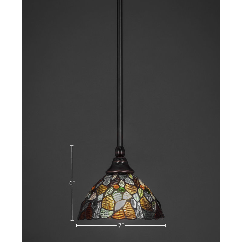 Mini-luminaire suspendu avec tige en verre 7 po, Cuivre noir