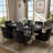 Hillit 6 - Person Wood Dining Set with Velvet Dining Chairs for Kitchen-344319851