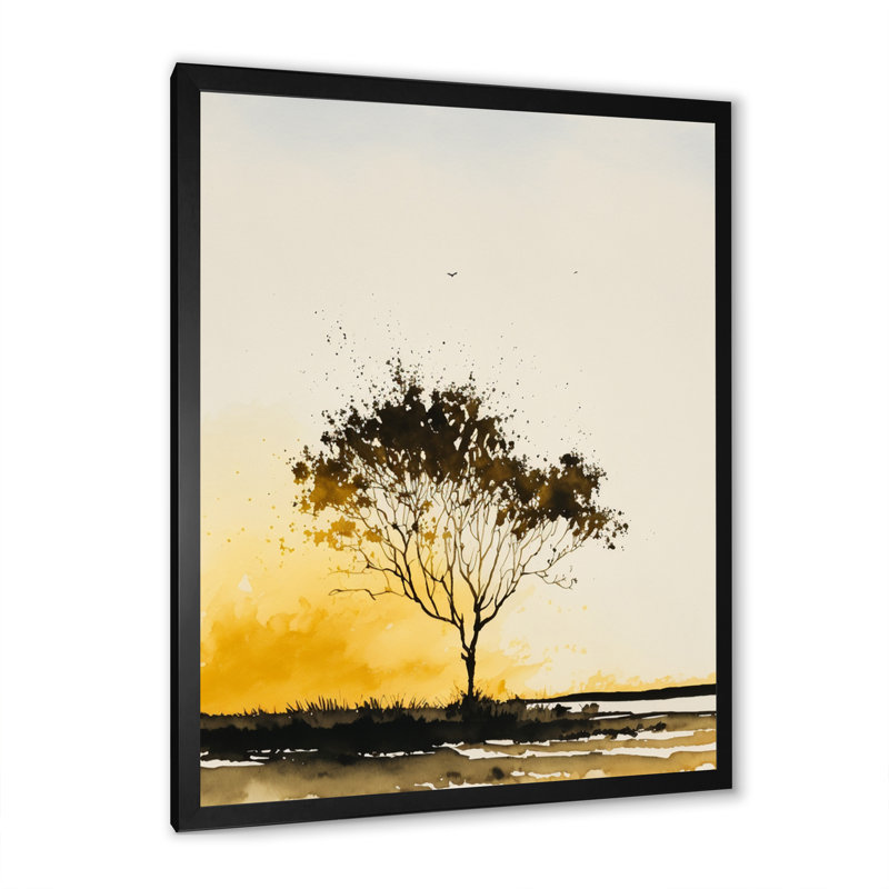 Arbre dans la campagne au coucher du soleil I - reproduction sur toile, H 44 po x l 34 po x P 1,5 po