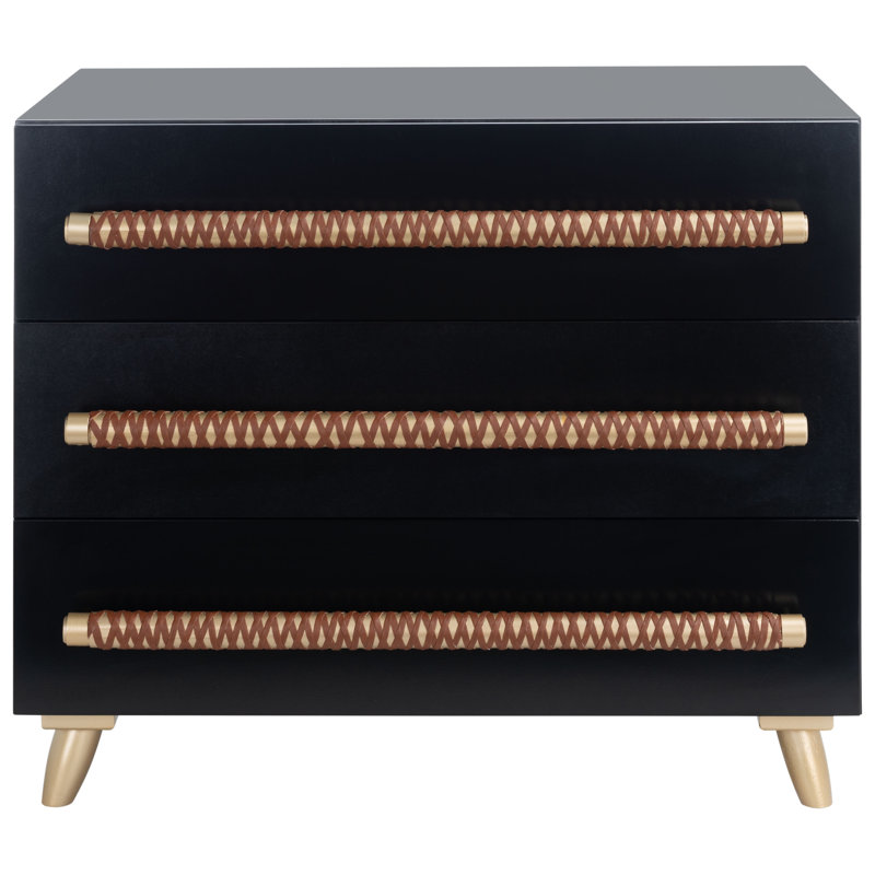 Abdülkerim 31.5'' W 3 - Drawer Dresser, Black/Gold