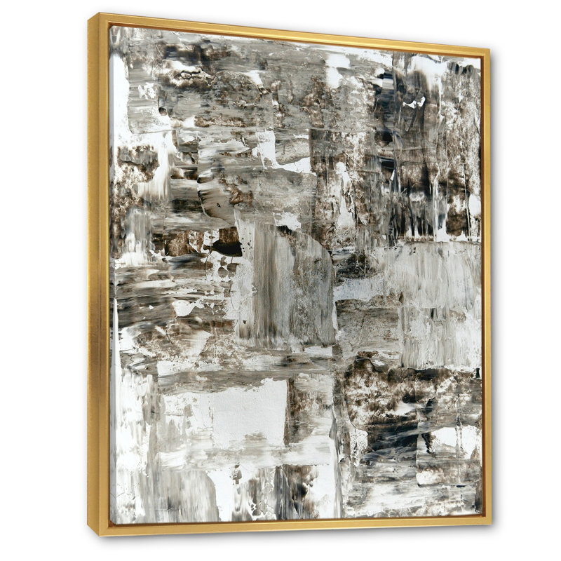 Beige et brun Colorfields - Peinture sur toile, H 36 po x l 24 po x P 1 po, Cadre flottant doré