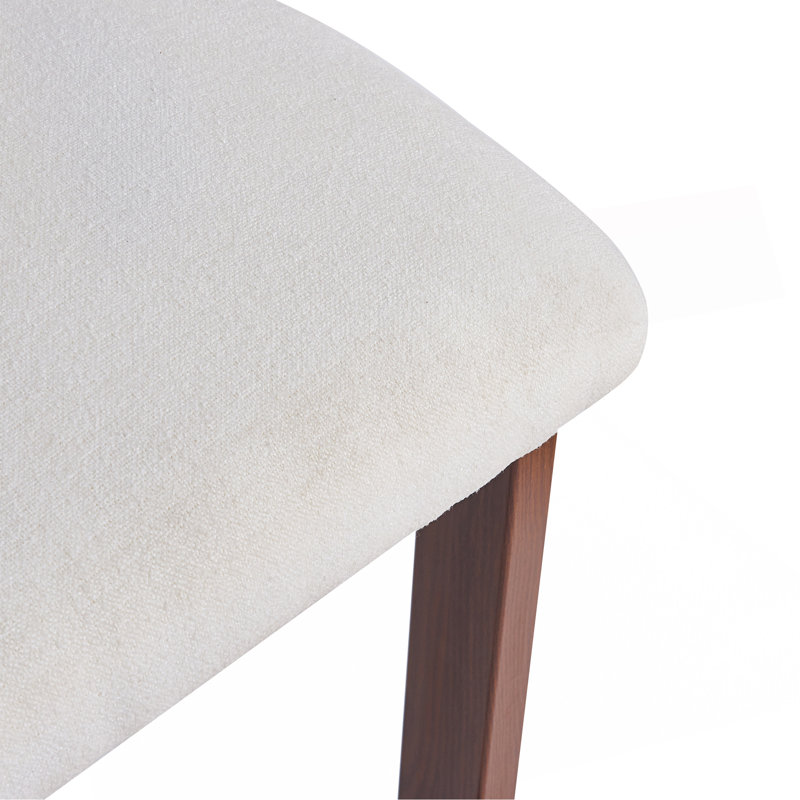 Tabouret rond de 26,5 po avec dossier bas et siège rembourré confortable pour la cuisine et la salle à manger, Noyer, Beige