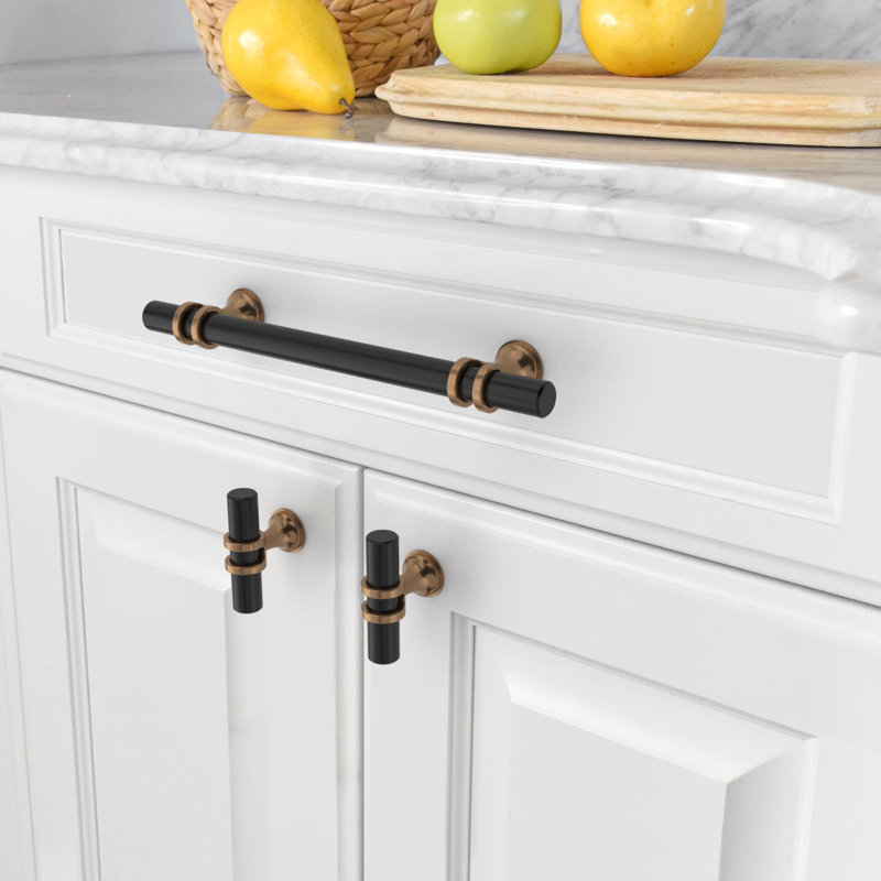 Paquet de 10 boutons d'armoire de cuisine bronze champagne et noir mat avec quincaillerie d'armoire pour tiroirs de commode