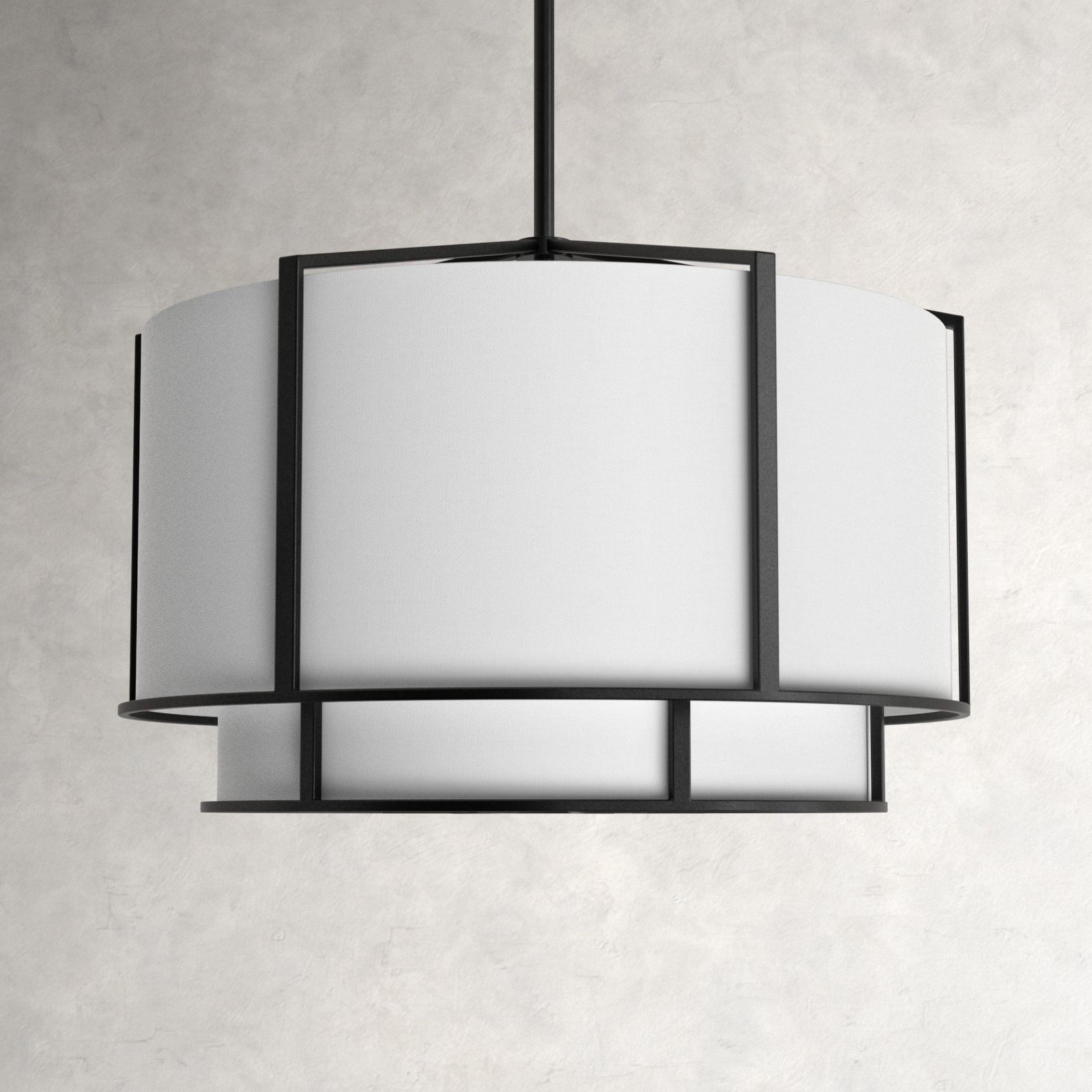6 - Light Metal Dimmable Drum Chandelier
