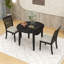 Ensemble de table de salle à manger 3 pièces, table de salle à manger ronde extensible avec abattant et 2 chaises rembourrées-612437778