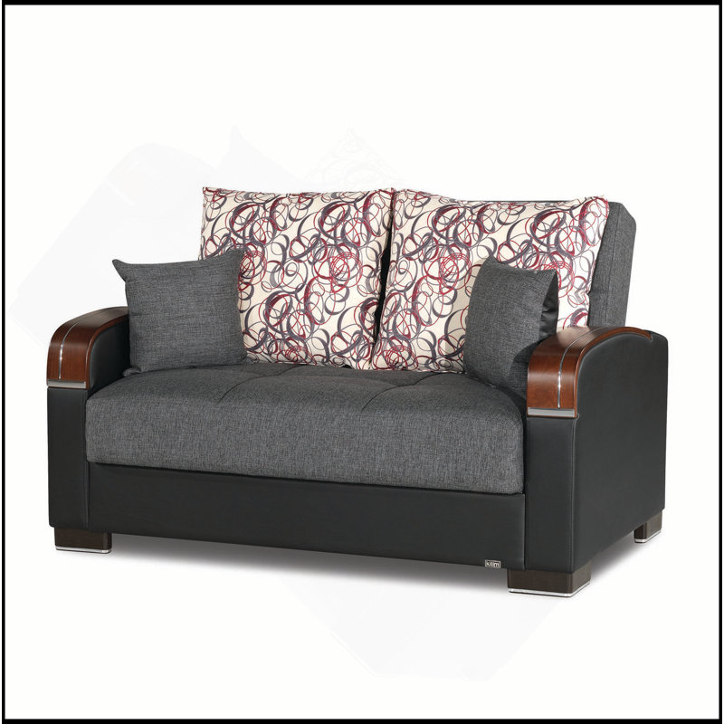 Causeuse convertible rembourrée avec rangement, gris, Gris, Noir