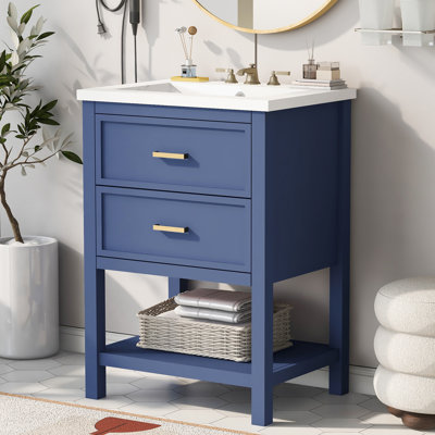 Meuble-lavabo simple 24 po avec comptoir en céramique 24 po